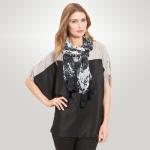 Scarves - Crinkled Black and White Roses