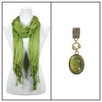 Scarves - Cotton/Silk Blend 100 w/ Pendant