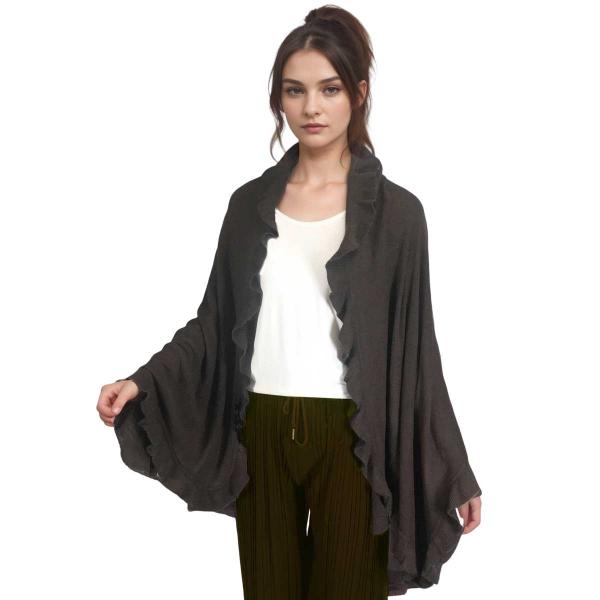 wholesale CB022 - Ruffle Knit Shawls Dark Brown - 
