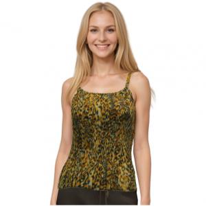 Wholesale 1119 - Georgette Mini Pleats Spaghetti Tanks Leopard Print - One Size Fits Most