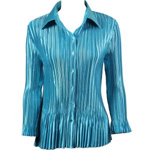 Wholesale 1148 - Satin Mini Pleats Blouses Solid Aqua Satin Mini Pleat - Blouse - One Size Fits Most