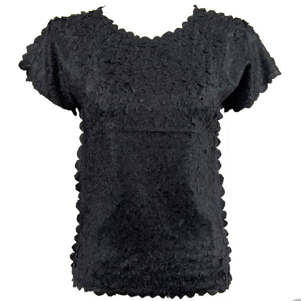 Wholesale 1154 - Petal Shirts - Cap Sleeve Solid Black Plus Size  - Queen Size Fits (XL-2X)