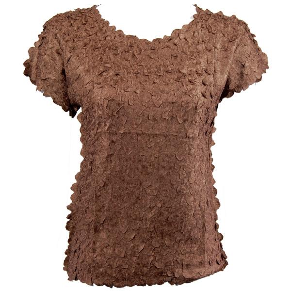 Wholesale 1154 - Petal Shirts - Cap Sleeve Solid Brown Plus Size - Queen Size Fits (XL-2X)