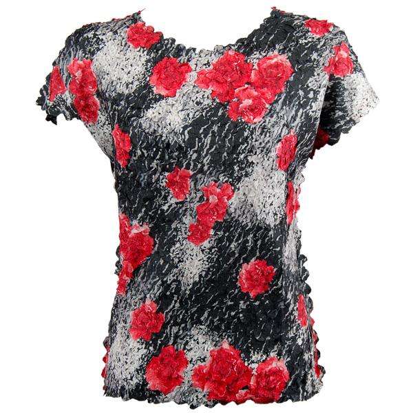 Wholesale 1154 - Petal Shirts - Cap Sleeve Spray of Roses Plus Size - Queen Size Fits (XL-2X)