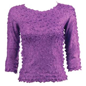 1155 - Petal Shirts - Three Quarter Sleeve Solid Purple - Queen Size Fits (XL-2X)