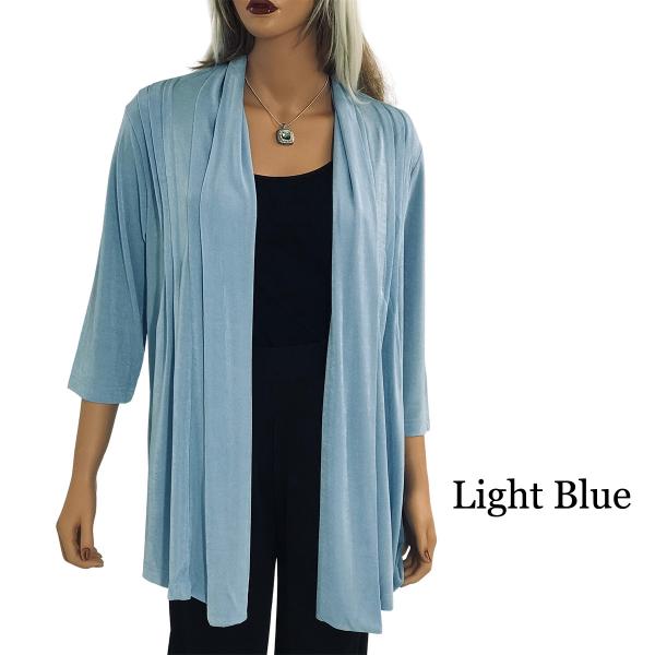 Slinky Brand Cardigan Stretch Open Front 3/4 Sleeves Blue