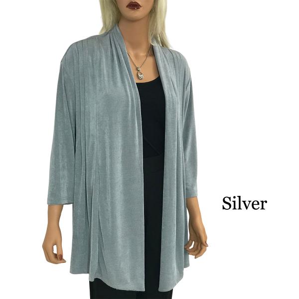 1215 - Slinky TravelWear Open Front Cardigan Silver - Plus Size Fits (XL-2X)