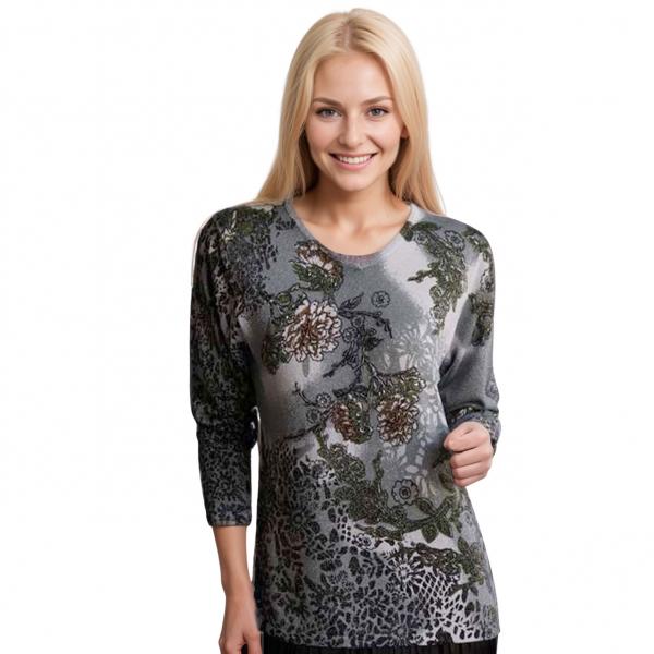 wholesale 1227 - Sequined Long Sleeve Tops #054
Stencil Metallic Floral - Silver-Platinum - One Size Fits Medium to Large