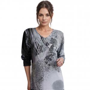 1227 - Sequined Long Sleeve Tops #013<br>
Cheetah Metallic Floral - Black-Grey - One Size Fits Medium to Large