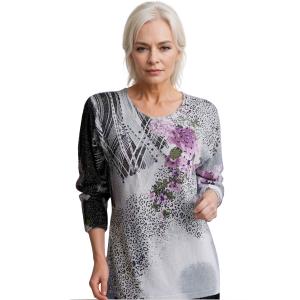 1227 - Sequined Long Sleeve Tops #014<br>
Cheetah Metallic Floral - Black-Purple - One Size Fits Medium to Large