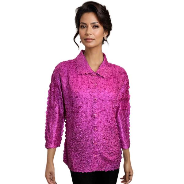 1258 - Petal Button Front Blouses Solid Orchid - One Size (M/L)