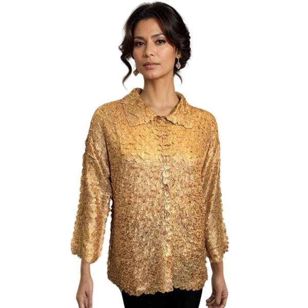 1258 - Petal Button Front Blouses Solid Gold - One Size (M/L)