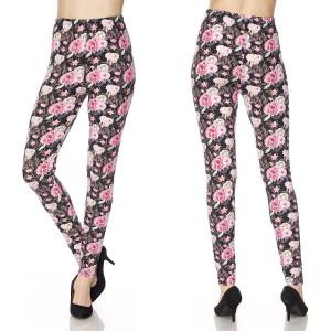 1284P - Leggings (Brushed Fiber Prints) N/178/Plus Size<br> 
Floral Print (MB) - Curvy Size Fits (L-2X)