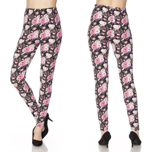 wholesale 1284P - Leggings (Brushed Fiber Prints) N/178/Plus Size<br> 
Floral Print (MB) - Curvy Size Fits (L-2X)