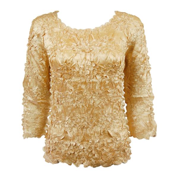 1329 - Satin Origami Three Quarter Sleeve Tops Solid Gold<br>
Satin Origami 3/4 Sleeve Top - One Size Fits Most