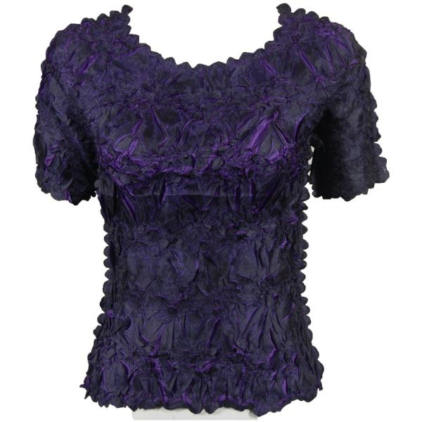 Wholesale Bargain Basement Tops Sale Origami Short Sleeve Black-Purple - One Size Fits Most