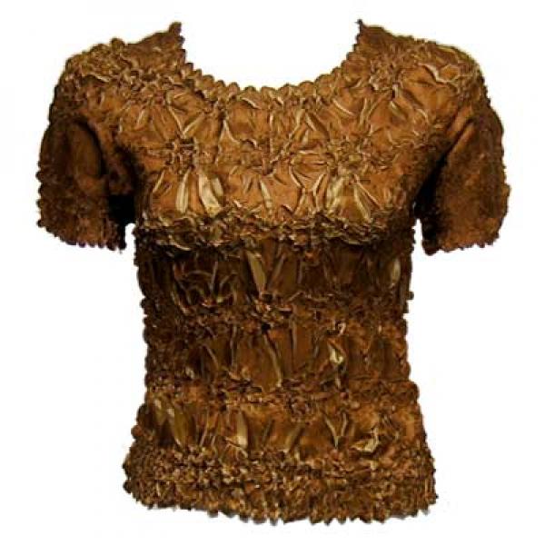 Wholesale Bargain Basement Tops Sale Origami Short Sleeve Caramel-Taupe - One Size Fits Most