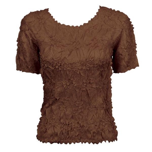Wholesale Bargain Basement Tops Sale Origami Short Sleeve Solid Brown - One Size Fits Most