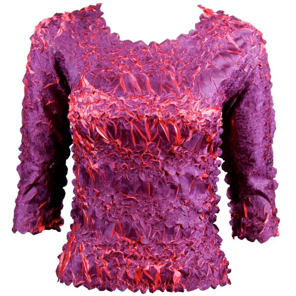 Wholesale Bargain Basement Tops Sale Origami Three Quarter Sleeve Purple-Coral - One Size Fits Most