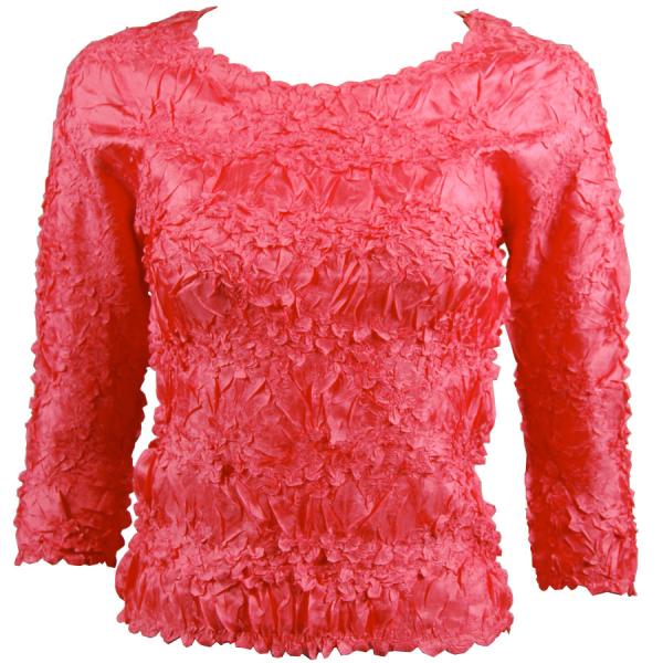 Wholesale Bargain Basement Tops Sale Origami Three Quarter Sleeve Solid Coral - One Size Fits Most