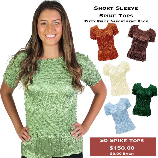 Wholesale For Fairs, Festivals & Flea Markets  Spike Tops - Short Sleeve<br>
50 Piece Assortment Pack - One Size Fits Most