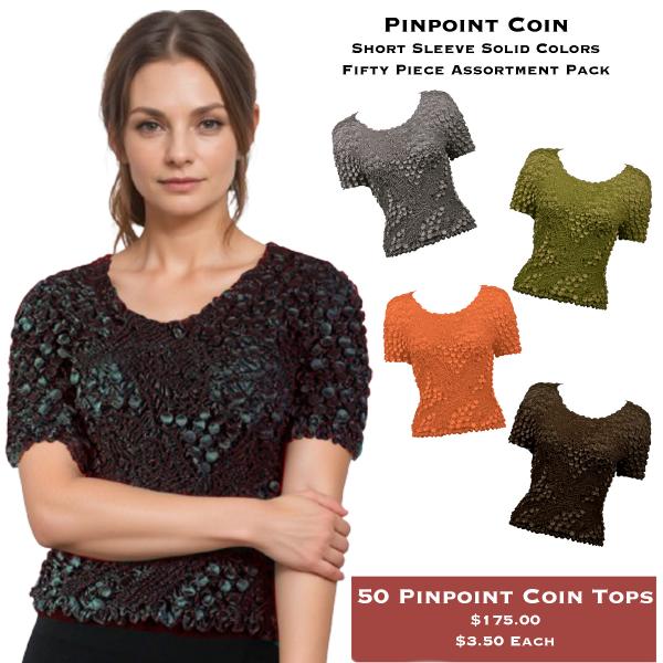 Wholesale For Fairs, Festivals & Flea Markets  Pinpoint Coin Tops - Short Sleeve<br>
50 Piece Assortment Pack 
 - One Size Fits Most