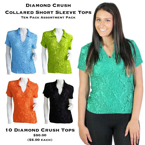 Wholesale For Fairs, Festivals & Flea Markets  Diamond Crush - Collared Short Sleeve<br>
10 Piece Assortment Pack - One Size Fits Most