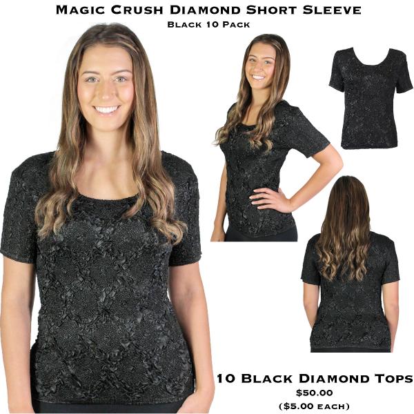 Wholesale For Fairs, Festivals & Flea Markets  Diamond Crush -  Short Sleeve<br>
10 Piece Black Pack - One Size Fits Most