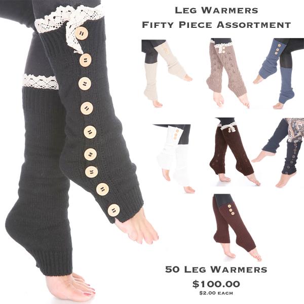 Wholesale For Fairs, Festivals, Flea Markets & Beyond  Leg Warmers<br>
50 Piece Assortment Pack - One Size Fits All