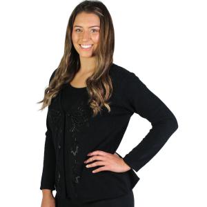 1339 - Knit Mock Cardigan 1339 - Black  - One Size Fits Most