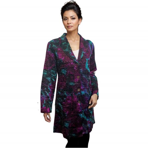 wholesale 1340 - Crushed Satin Car Coat * 1340 - Magenta/Turquoise<br>
Crushed Satin Car Coat - S