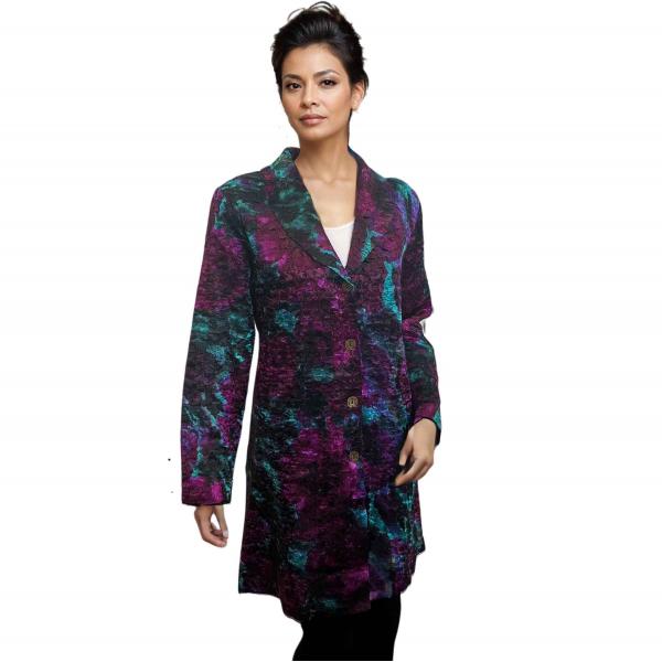 1340 - Crushed Satin Car Coat * 1340 - Magenta/Turquoise<br>
Crushed Satin Car Coat - XL-2X