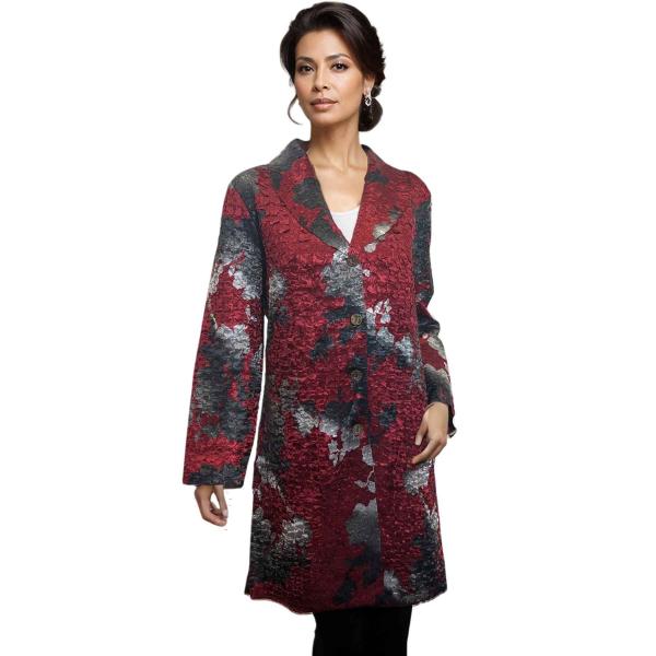 1340 - Crushed Satin Car Coat * 1340 - Red/Black<br>
Crushed Satin Car Coat  - M-L