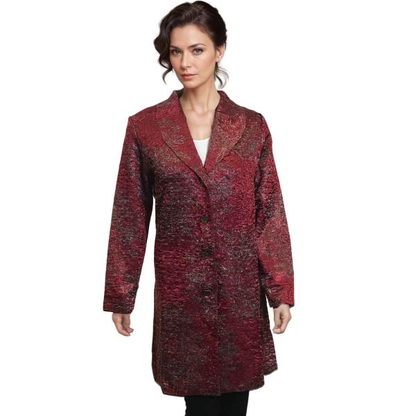 wholesale 1340 - Crushed Satin Car Coat * 1340 - Wine/Silver<br>
Crushed Satin Car Coat - S