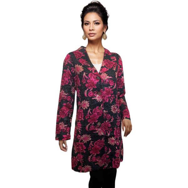 wholesale 1340 - Crushed Satin Car Coat * 1340 - Black/Magenta<br>
Crushed Satin Car Coat - S