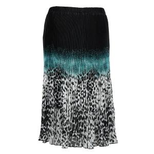 Wholesale Overstock and Clearance Skirts & Dresses  Skirts Georgette Micro Pleat Calf Length - Leopard Border Black Teal - One Size Fits Most