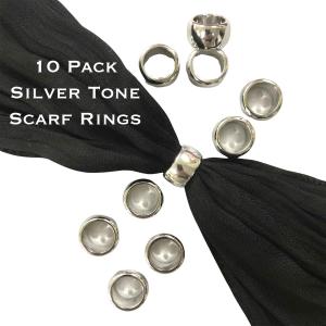 Wholesale 075 Scarf Rings and Buckles Scarf Rings - Silver Tone Acrylic<br>
Ten Ring Pack - 