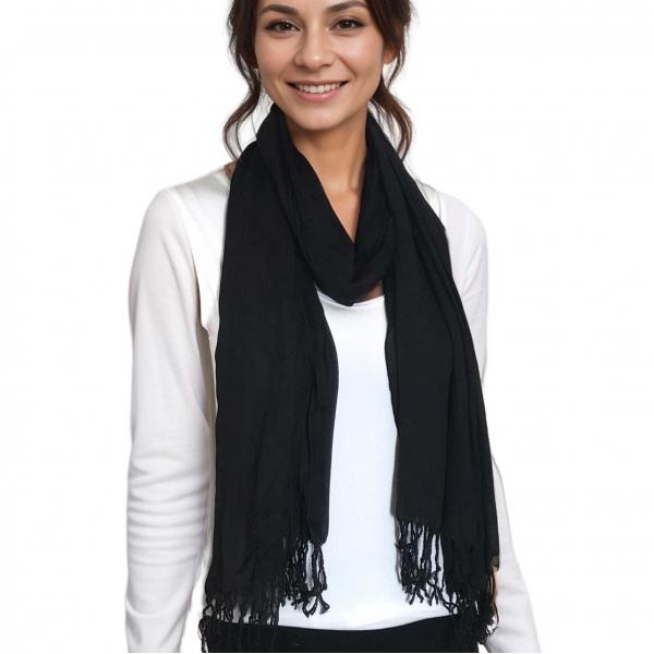 Wholesale 100 - Cotton/Silk Blend Scarves  Black - 