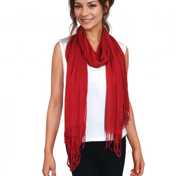 Wholesale 100 - Cotton/Silk Blend Scarves  Red - 