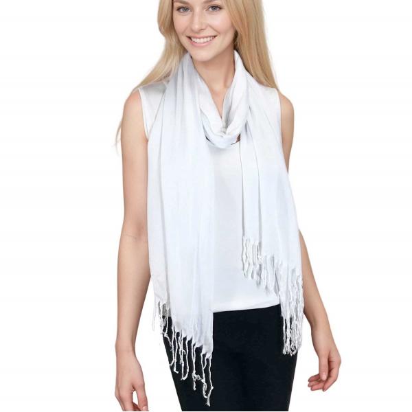 Wholesale 100 - Cotton/Silk Blend Scarves  White - 