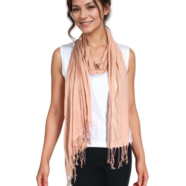 Wholesale 100 - Cotton/Silk Blend Scarves  Indian Peach - 