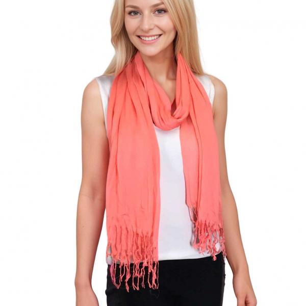 Wholesale 100 - Cotton/Silk Blend Scarves  Coral - 