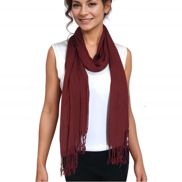 Wholesale 100 - Cotton/Silk Blend Scarves  Burgundy - 