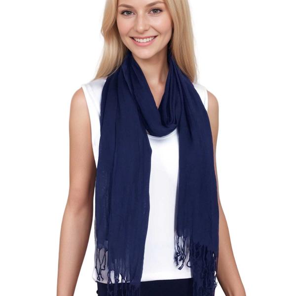 Wholesale 100 - Cotton/Silk Blend Scarves  Navy Blazer - 