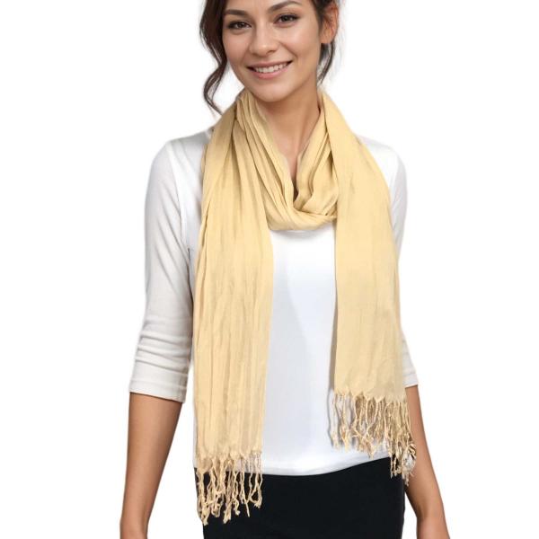 Wholesale 100 - Cotton/Silk Blend Scarves  Beige - 