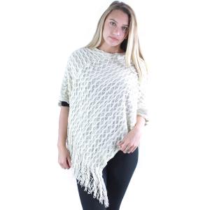 Poncho - Wave Overlap Knit 4102* Ivory - 