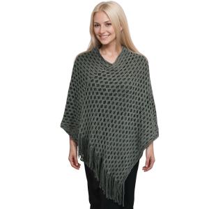 Wholesale 1585 - Poncho - Wave Overlap Knit  2017/Grey - One Size Fits All