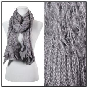 4068 - Oblong Scarves - Crochet Wave  Grey Oblong Scarves - Crochet Wave 4068 - 