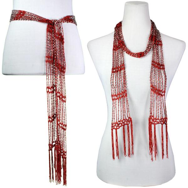Assuit Beaded Hip Scarf/Sash Red with Gold Beads - turquoiseintl