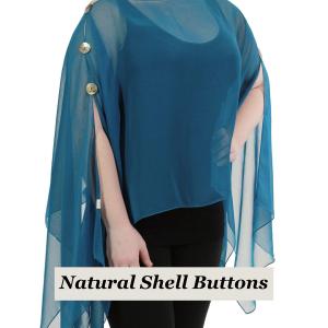 1799 - Silky Six Button Poncho/Cape STL - Shell Buttons <br>Solid Teal  MB - 